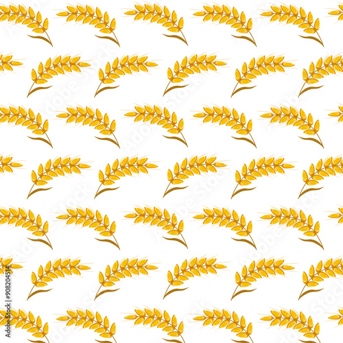 Transparent background with ears.Vector seamless pattern with ears of corn on a transparent background.