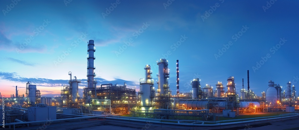 Naklejka premium petrochemical industry on sunset and Twilight sky