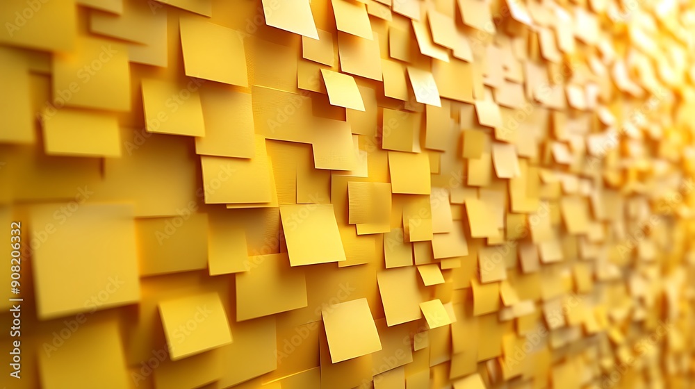 Yellow sticky notes of various sizes and orientations on a bright yellow background. Yellow sticky notes of various sizes and orientations on a bright yellow background.