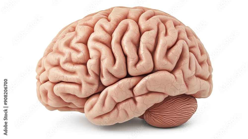 one single human brain organ model isolated on white background one single human brain organ model isolated on white background