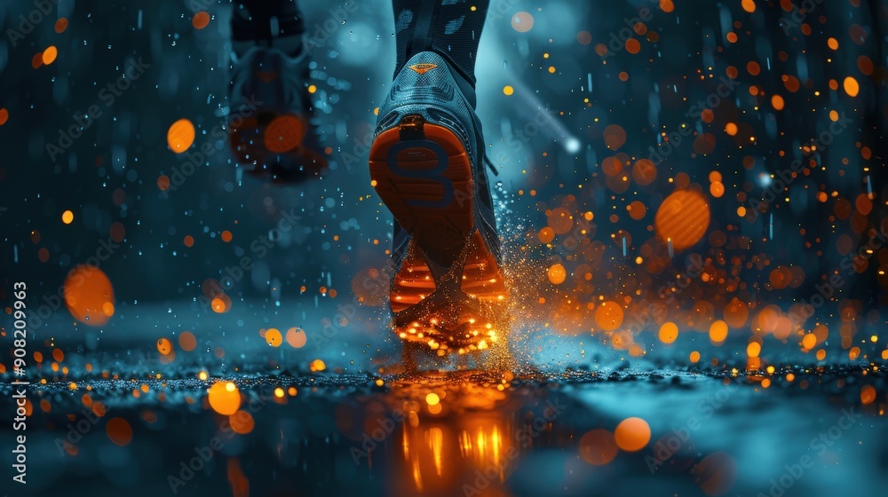 High-definition capture of an athlete with a prosthetic limb in motion, exuding visible determination and strength, with an active and engaging background that highlights their impressive performance High-definition capture of an athlete with a prosthetic limb in motion, exuding visible determination and strength, with an active and engaging background that highlights their impressive performance