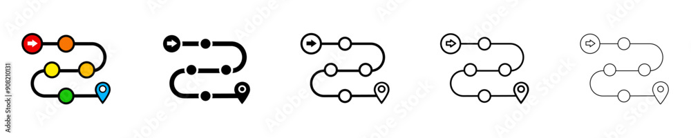 Travel path sign.Road map icon. Vector isolated roadmap plan signs.Vector. EPS 10 Travel path sign.Road map icon. Vector isolated roadmap plan signs.Vector. EPS 10