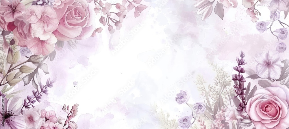 Obraz premium Floral Watercolor Painting Background