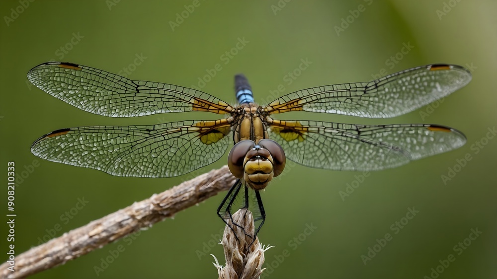 Dragonfly captured in the wild with a dynamic backdrop Dragonfly captured in the wild with a dynamic backdrop