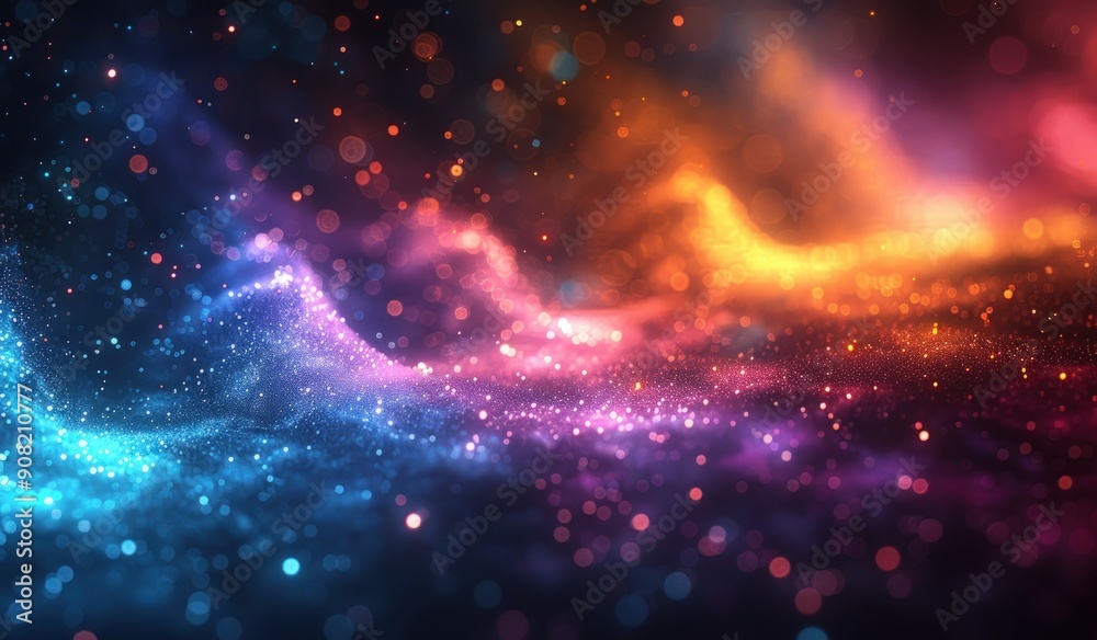 Black background with small neon lights on the bottom right corner. Black background with small neon lights on the bottom right corner.