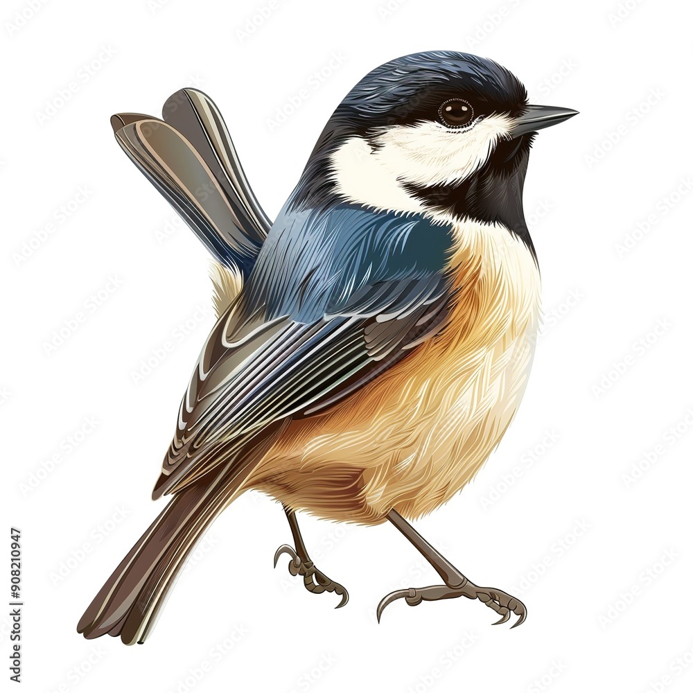 Obraz premium Chickadee Art Deco animal fashion cartoon isolated whitebackground 16:9