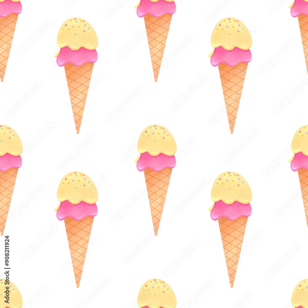 Watercolor seamless pattern with sweets ice cream illustration. Digital paper isolated background. Summer time,digital paper,wallpaper,scrapbook, print,decor. Watercolor seamless pattern with sweets ice cream illustration. Digital paper isolated background. Summer time,digital paper,wallpaper,scrapbook, print,decor.