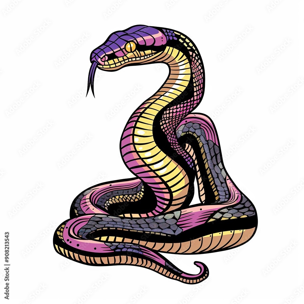 Obraz premium Cobra 90s Revival animal fashion cartoon isolated whitebackground 16:9