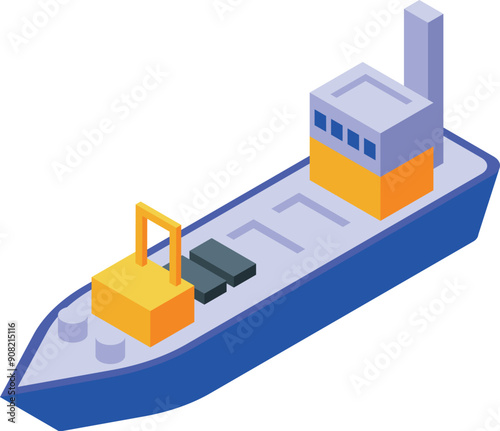 Large cargo ship transporting goods on the open ocean