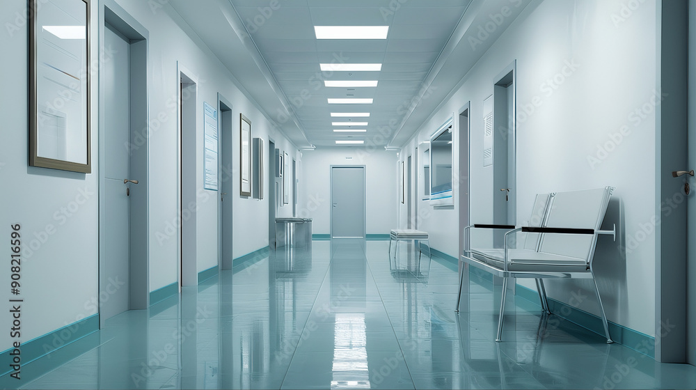Empty modern hospital corridor Empty modern hospital corridor