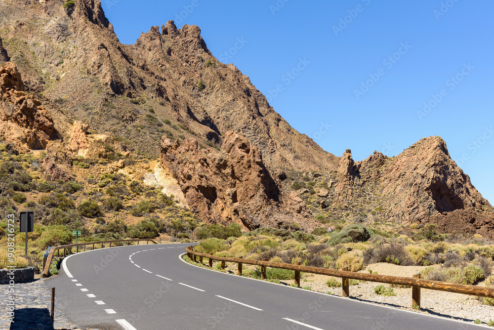 Road through Teide National Park on Tenerife Road through Teide National Park on Tenerife