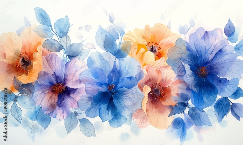 Watercolor abstract blossoming flowers on white. Watercolor abstract blossoming flowers on white.