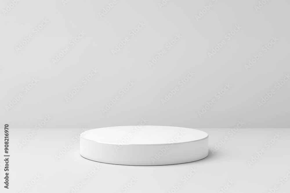 Single Platform. White Cylinder Pedestal for Product Presentation on Isolated White Background Single Platform. White Cylinder Pedestal for Product Presentation on Isolated White Background