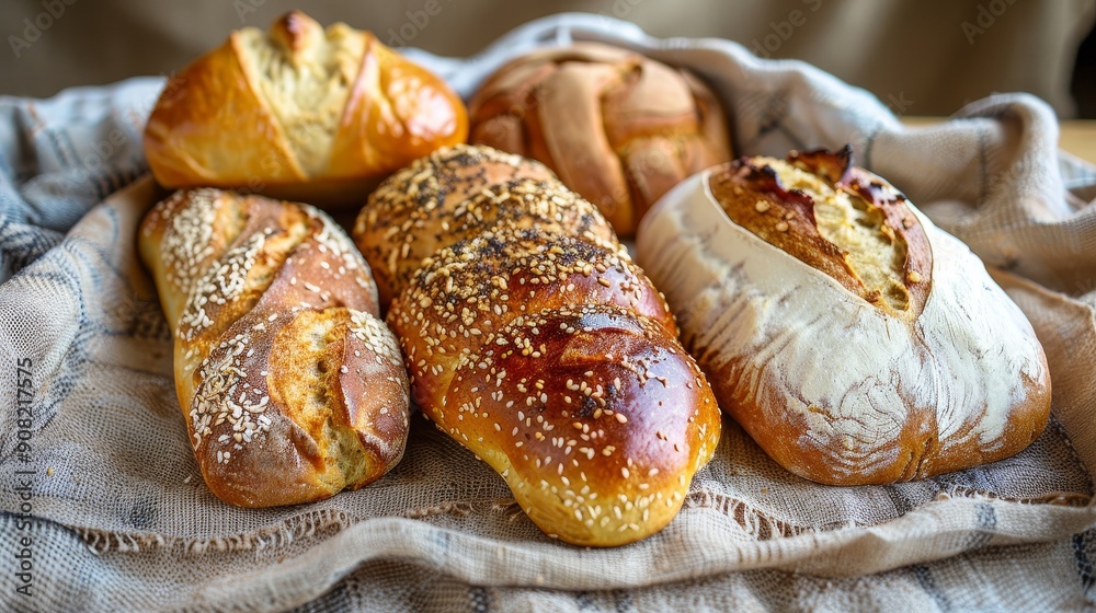 Artisan Breads Rustic Charm on a Rustic Cloth, Bakery, Food Photography, Bread Baking, Rustic Artisan Breads Rustic Charm on a Rustic Cloth, Bakery, Food Photography, Bread Baking, Rustic