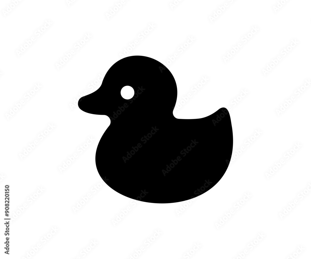 Duck icon. Vector rubber duck illustration. Black duckling silhouette.