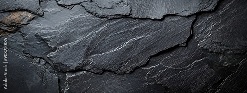 Panel kuchenny z motywem  Dark grey black slate texture background. Black stone texture. Black granite slabs background 