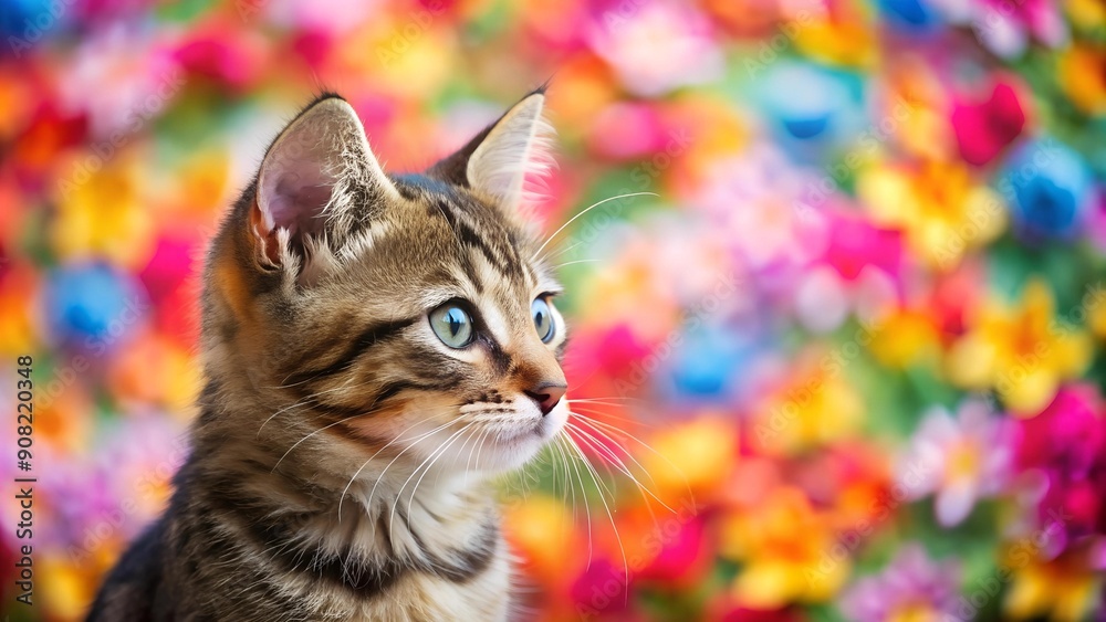 Kitten in Bloom: A Floral Pattern Illustration of a Tabby Kitten's Profile generative AI Kitten in Bloom: A Floral Pattern Illustration of a Tabby Kitten's Profile generative AI
