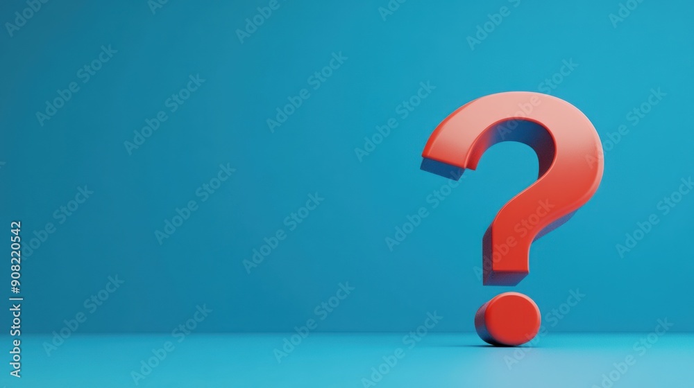 Red Question Mark on a Blue Background Red Question Mark on a Blue Background