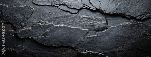 Panel kuchenny z motywem  Dark grey black slate texture background. Black stone texture. Black granite slabs background 