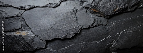 Panel kuchenny z motywem  Dark grey black slate texture background. Black stone texture. Black granite slabs background 