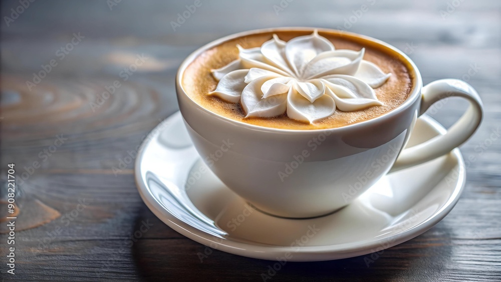 A Cappuccino in Bloom: The White Flower's Delicate Dance Generative AI A Cappuccino in Bloom: The White Flower's Delicate Dance Generative AI