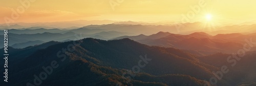 North Carolina Smokey Mountains at Sunset. Scenic view of Great Smoky Mountains National Park