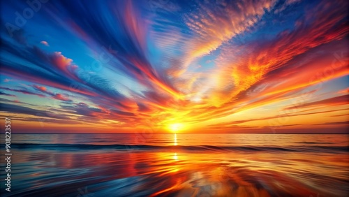 A vibrant, abstract interpretation of a sunset over the sea Generative AI