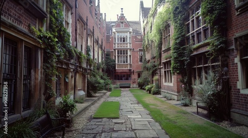 College Courtyard at Pembroke College, University of Cambridge - Academic Architecture in Historic British City Center