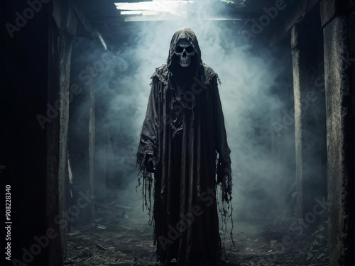 Frightened Souls in Dark Halloween Night