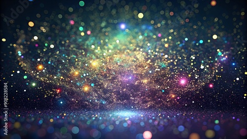 Galaxy of vibrant glitter and bokeh lights, abstract festive background