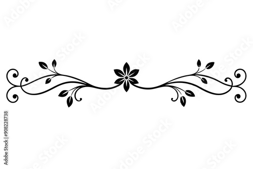 graphic with a black white and pink elegant plant flower ornament on an isolated background