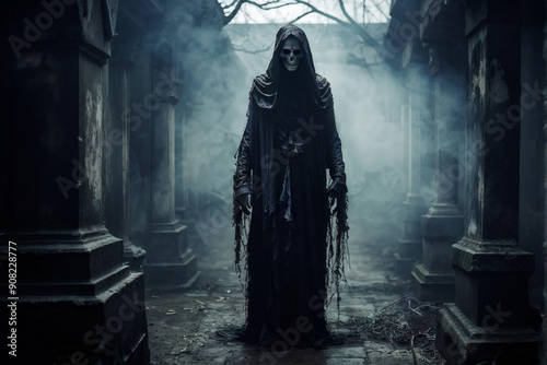 Frightened Souls in Dark Halloween Night