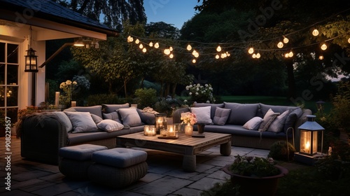 Wallpaper Mural Cozy Evening Patio with String Lights and Candles 14 Torontodigital.ca