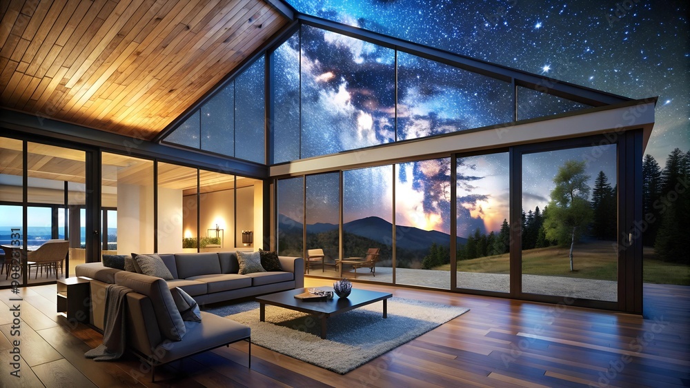 Starry Night Cabin: A Contemporary Cabin with Smart Features and a Digital Sky generative AI Starry Night Cabin: A Contemporary Cabin with Smart Features and a Digital Sky generative AI