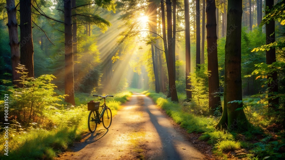 A Bike Trail Through a Dreamy Forest AI Generated A Bike Trail Through a Dreamy Forest AI Generated