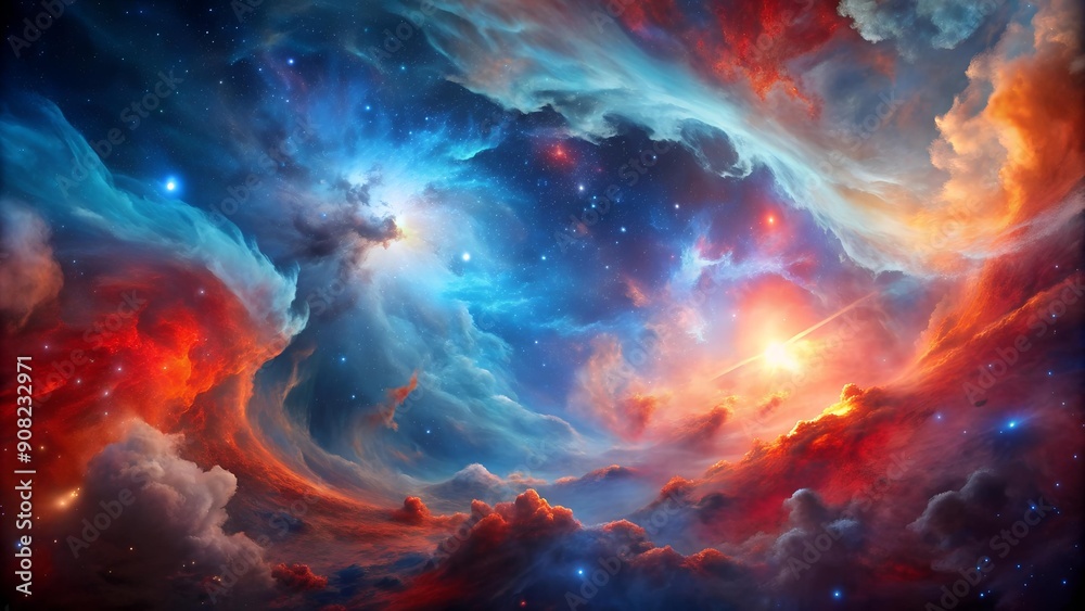 Red and Blue Nebula: A Cosmic Tapestry of Stellar Echoes Generative AI Red and Blue Nebula: A Cosmic Tapestry of Stellar Echoes Generative AI