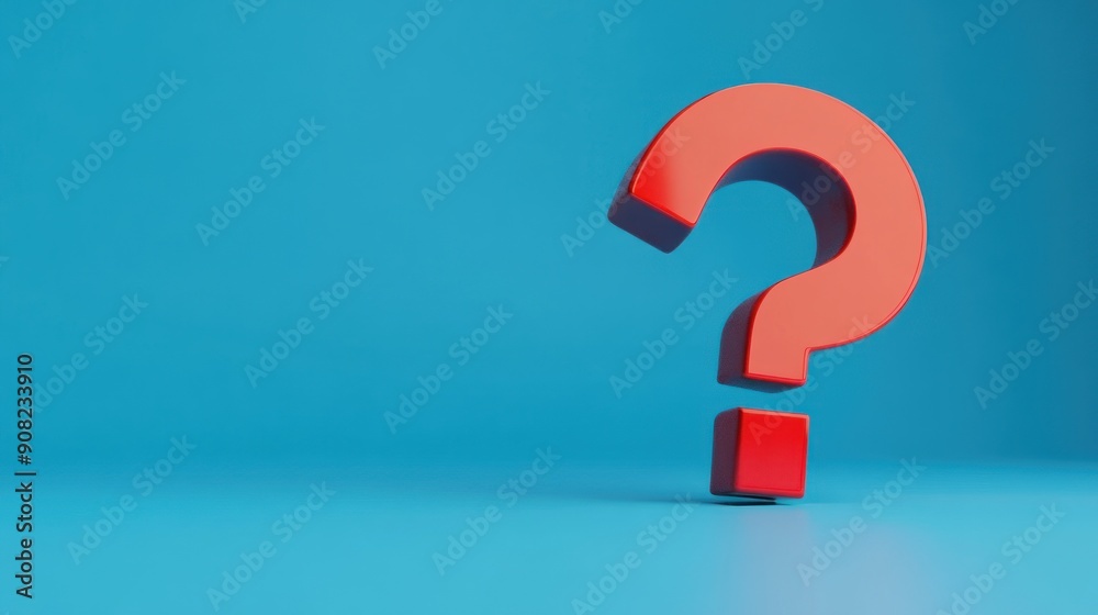 Red Question Mark on Blue Background Red Question Mark on Blue Background