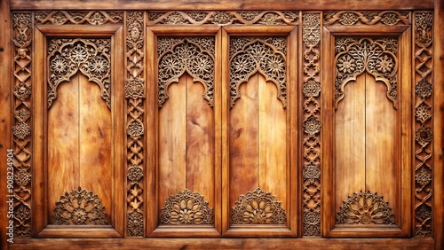 Whispers of the Forest: A Watercolor Sketch of Carved Wooden Panels  AI generated