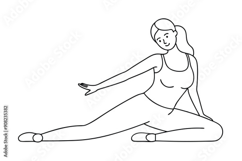 A woman who wakes up in the morning and stretches  vector illustration 