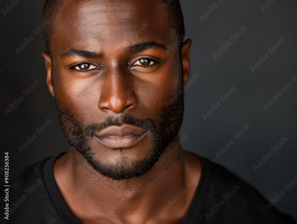 Fototapeta premium Confident African American Man in Solid Background Portrait