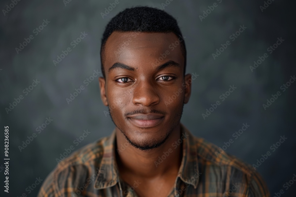 Obraz premium Confident Young Black Man Against a Solid Background