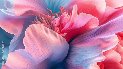 Abstract colorful flower bloom, digital art slow motion animation.