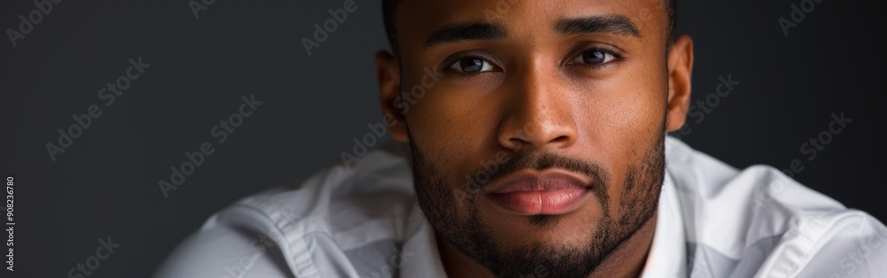 Obraz premium Confident Man Posing Against a Dark Solid Background