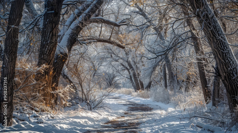 Denver Snow. Winter Scene with Snowy Trees in Cold Forest Landscape Denver Snow. Winter Scene with Snowy Trees in Cold Forest Landscape