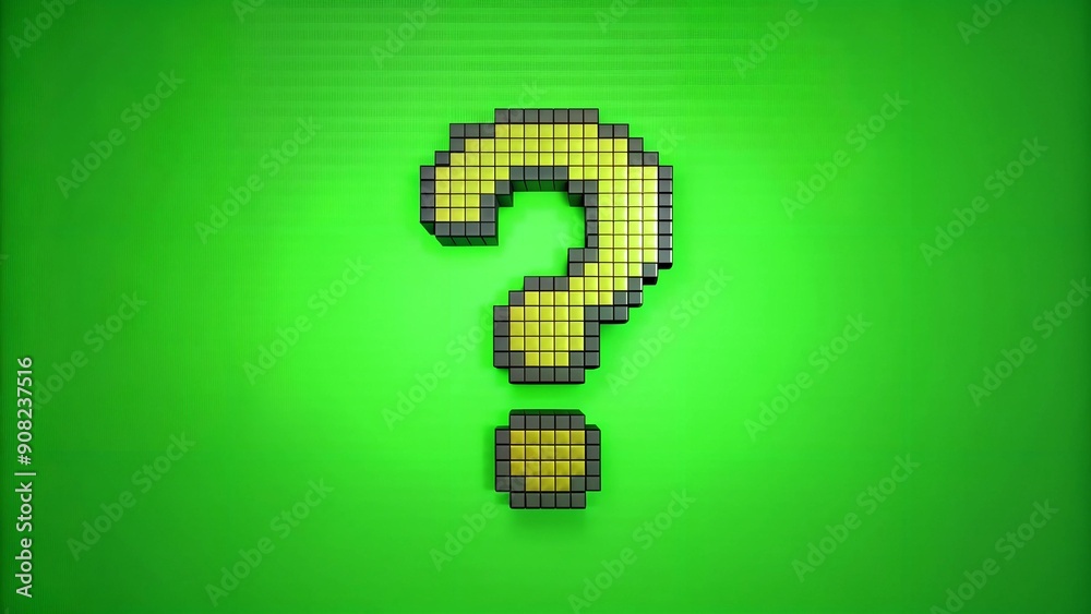Pixelated Question Mark Particle Bounce: Retro Green Screen Effect AI generated Pixelated Question Mark Particle Bounce: Retro Green Screen Effect AI generated