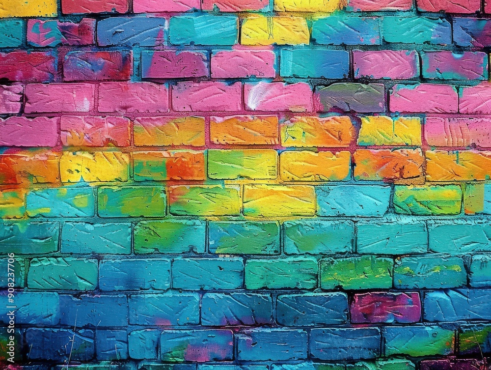 Fototapeta premium Colorful Graffiti Artwork on Brick Wall in Urban Alleyway
