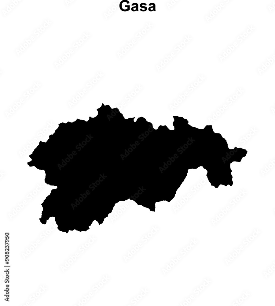 Gasa district blank outline map Gasa district blank outline map