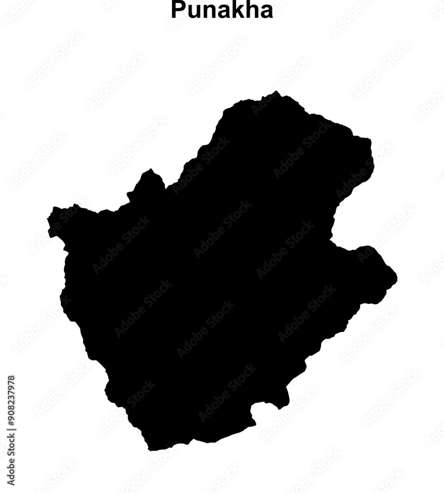 Punakha district blank outline map Punakha district blank outline map