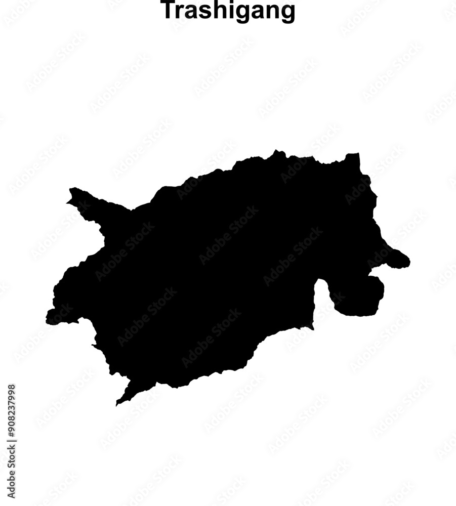 Trashigang district blank outline map Trashigang district blank outline map
