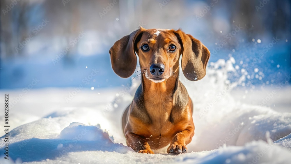 Dancing in the Snow: A Dachshund's Winter Frolic AI generated Dancing in the Snow: A Dachshund's Winter Frolic AI generated
